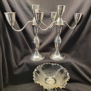 Vintage Duchin Creations, Sterling silver candelabras and compote.